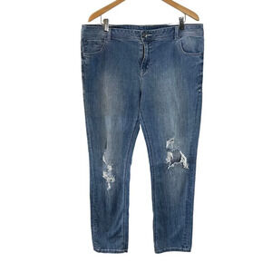 Lane Bryant Straight Leg Distressed Jeans Plus Size 20 Holes Rips Frayed Stretch